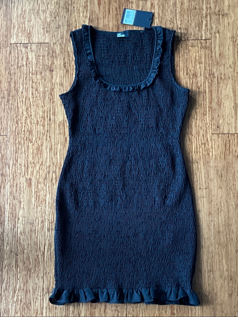 Kooples Black Sleeveless Ruffle-Trim Bodycon Dress